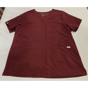 Figs Casma Scrub Top Womens XXL Burgundy V Neck Medical Nurse Uniform Hospital